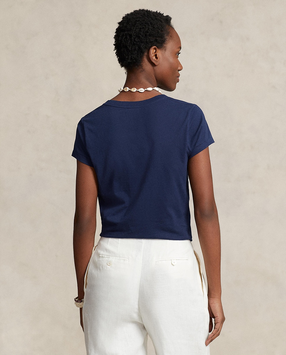 T-shirt Básica com Logótipo Bordado Azul-marinho-2