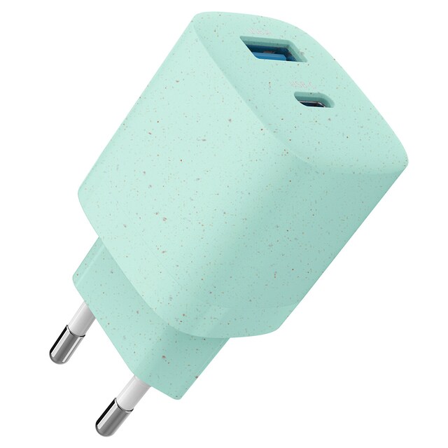 Imagen 0 de Cargador de red Inves dual USB-A / USB-C 33W verde
