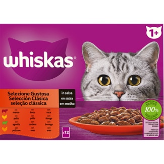 Alimento Húmido para Gato Adulto 1+ Selecção Clássica de Carne Pack 12 unidades embalagem 1,020 g - Whiskas