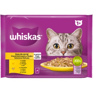 Alimento Húmido para Gato Adulto 1+ Selecção de Aves Pack 4 unidades embalagem 340 g - Whiskas