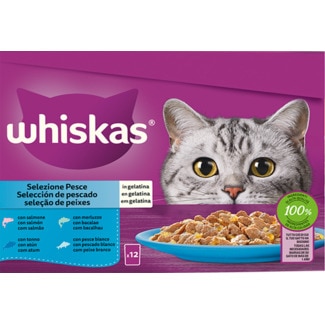 Alimento Húmido para Gato Adulto 1+ Selecção de Peixes Pack 12 unidades embalagem 1,020 g - Whiskas