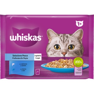 Alimento Húmido para Gato 1+ Selecção de Peixes Pack 4 unidades embalagem 340 g - Whiskas