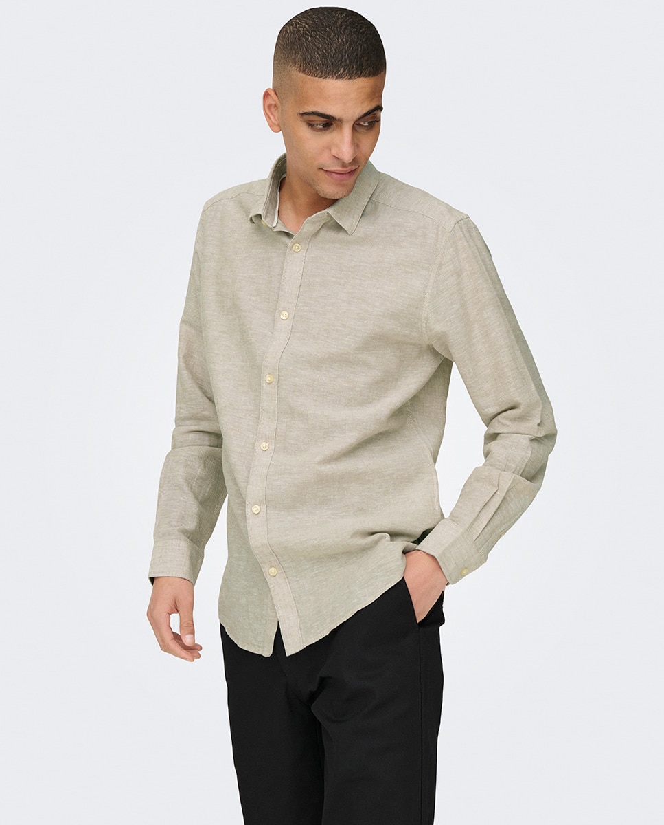 Camisa de Linho Bege-3
