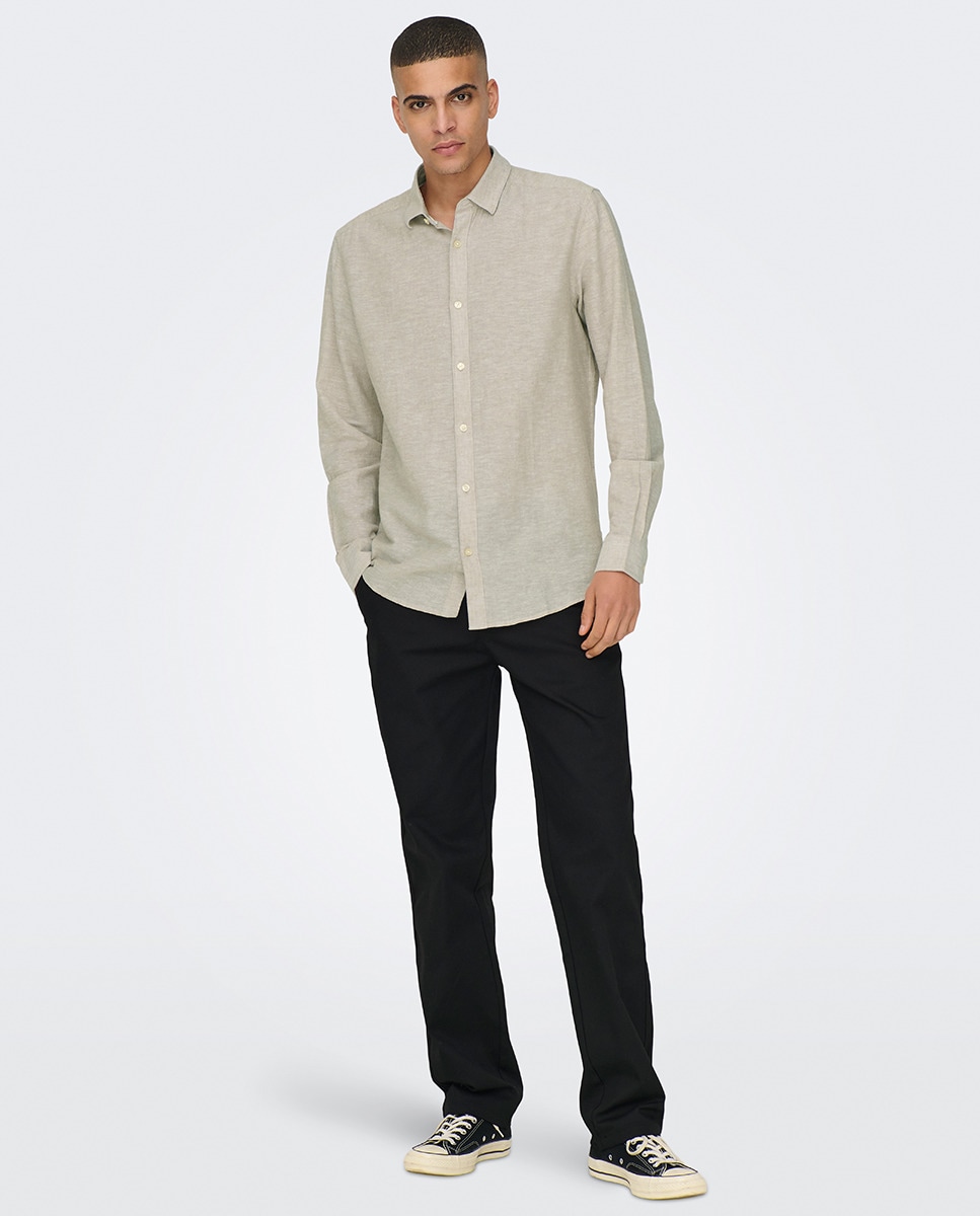 Camisa de Linho Bege-8