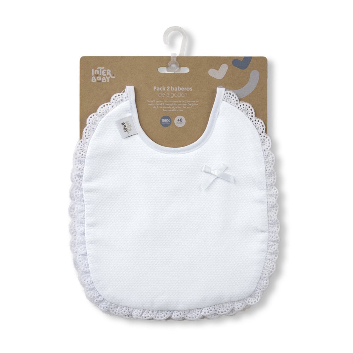 Pack 2 baberos Piqué Blanco/Gris Interbaby Blanco-4