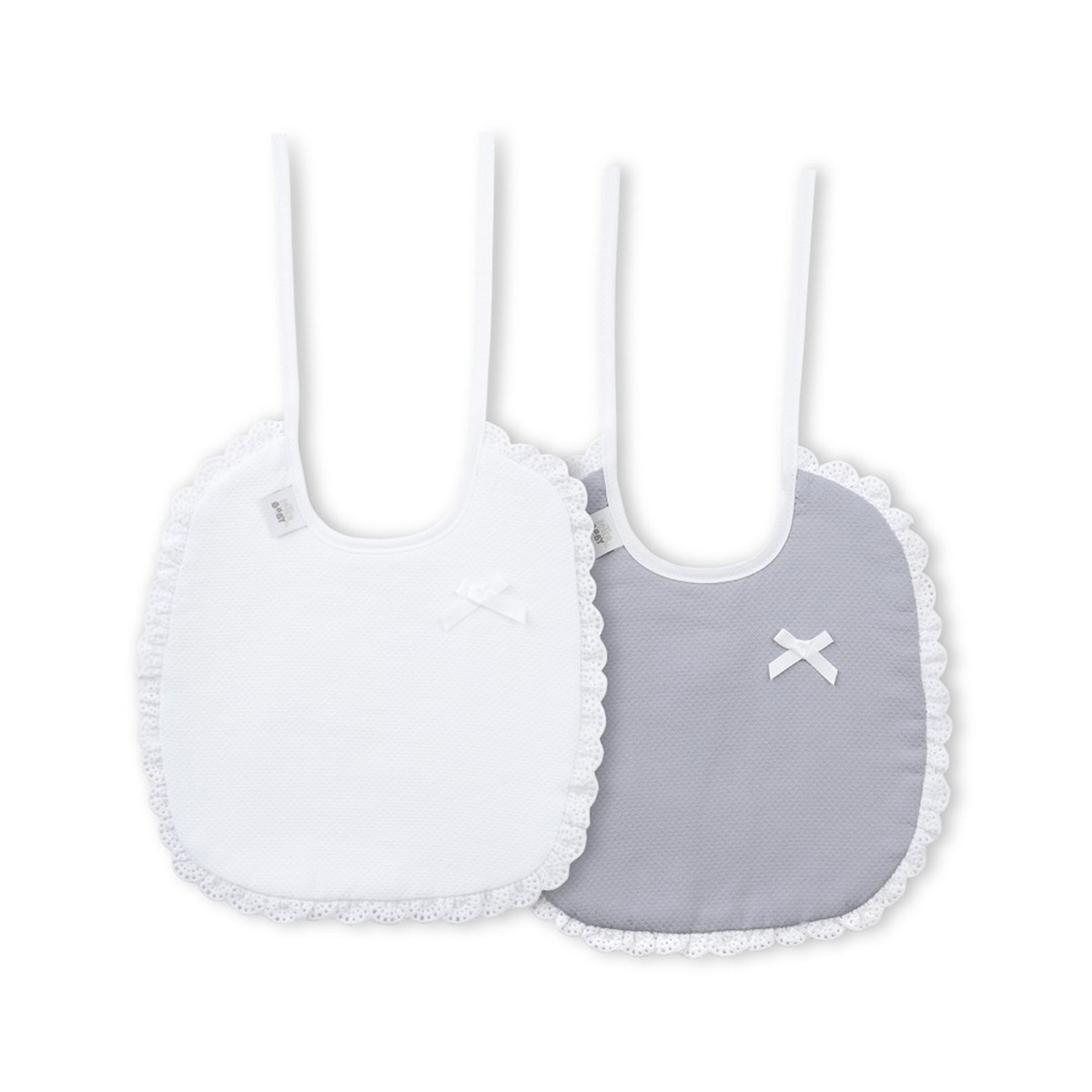 Imagen 0 de Pack 2 baberos Piqué Blanco/Gris Interbaby