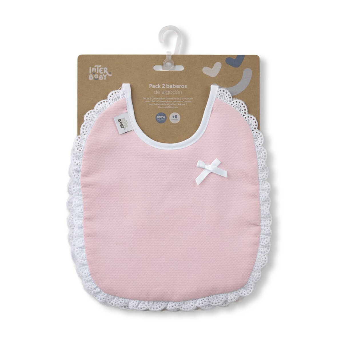 Pack 2 baberos Piqué Rosa/Gris Interbaby Rosa-4