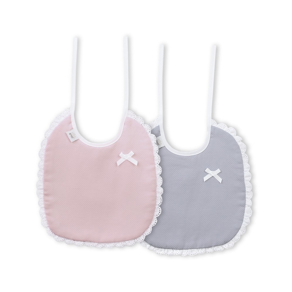 Imagen 0 de Pack 2 baberos Piqué Rosa/Gris Interbaby