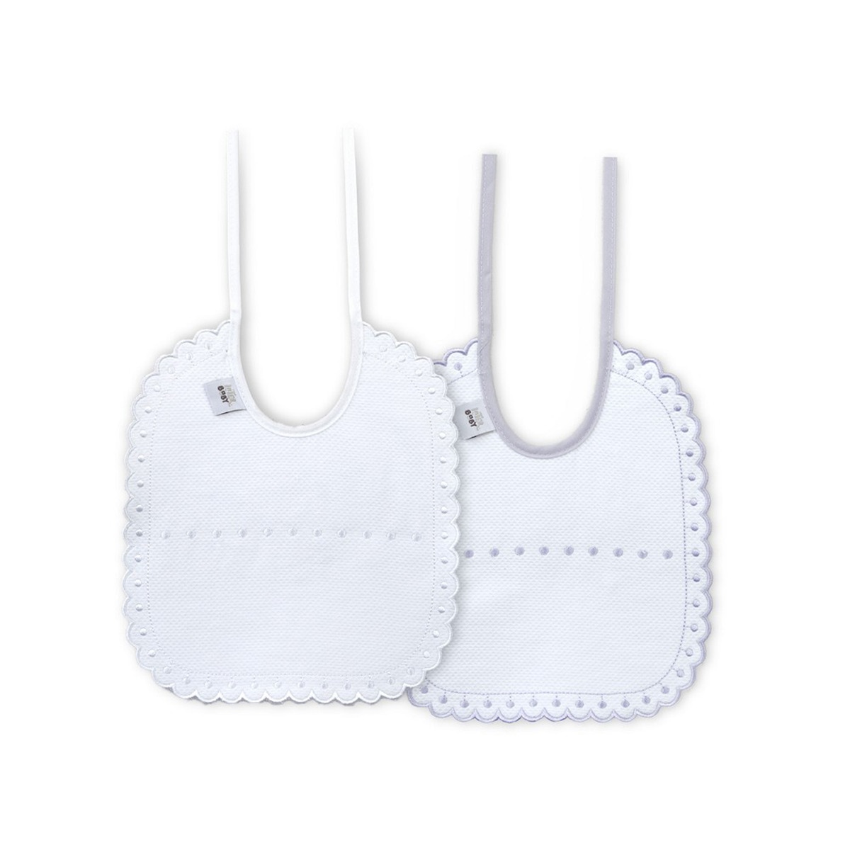Imagen 0 de Pack 2 baberos Bordado Blanco/Gris Interbaby