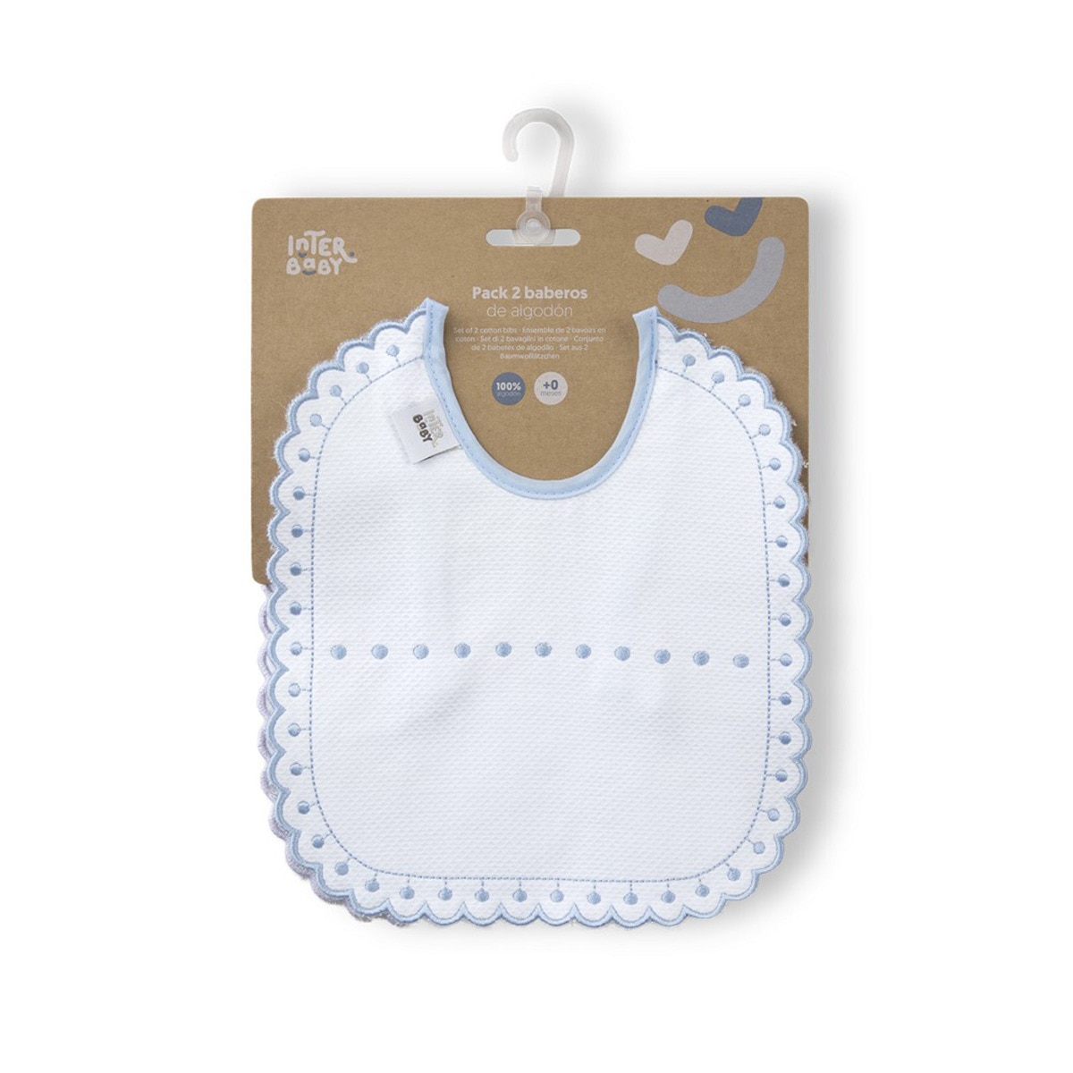 Pack 2 baberos Bordado Azul/Gris Interbaby Azul-4