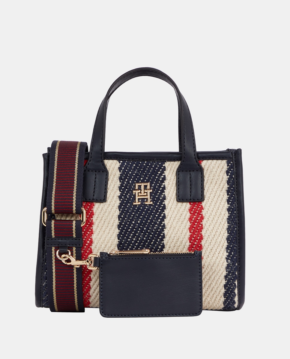 Petit sac tote en crochet tricolore avec bandes aux de la marque