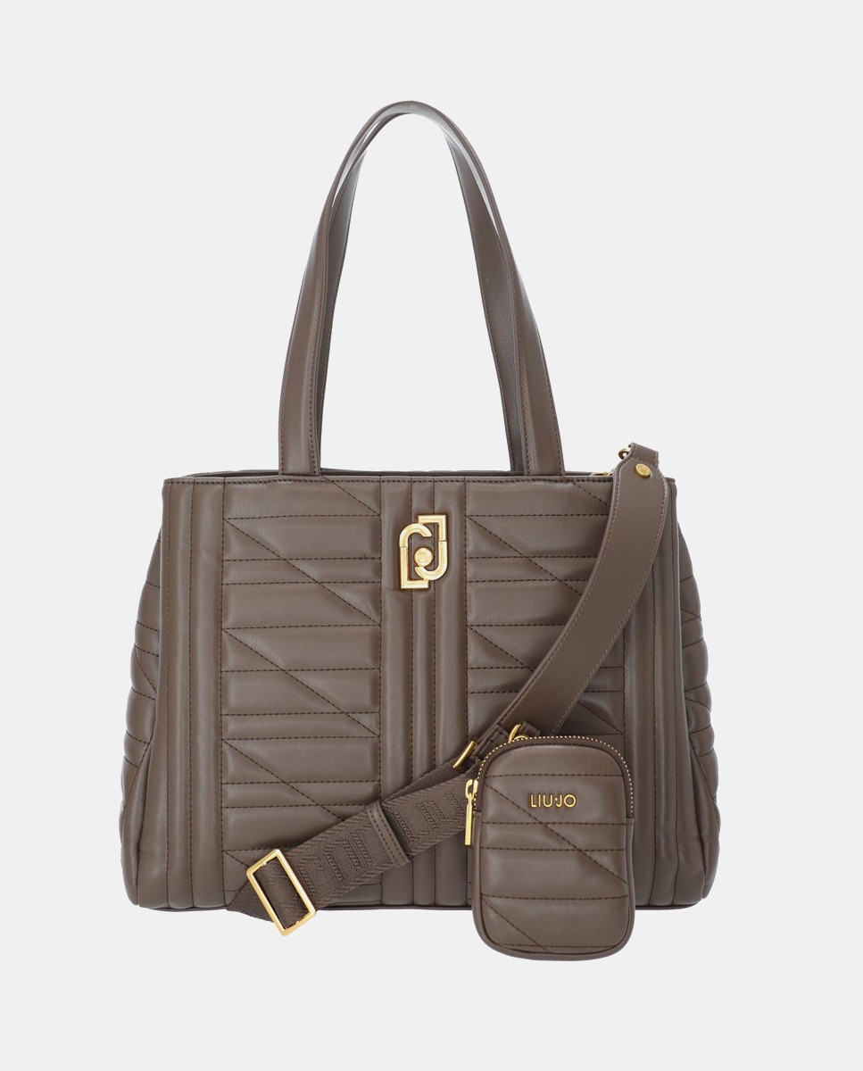 Sac cabas matelassé foncé avec bandoulière amovible