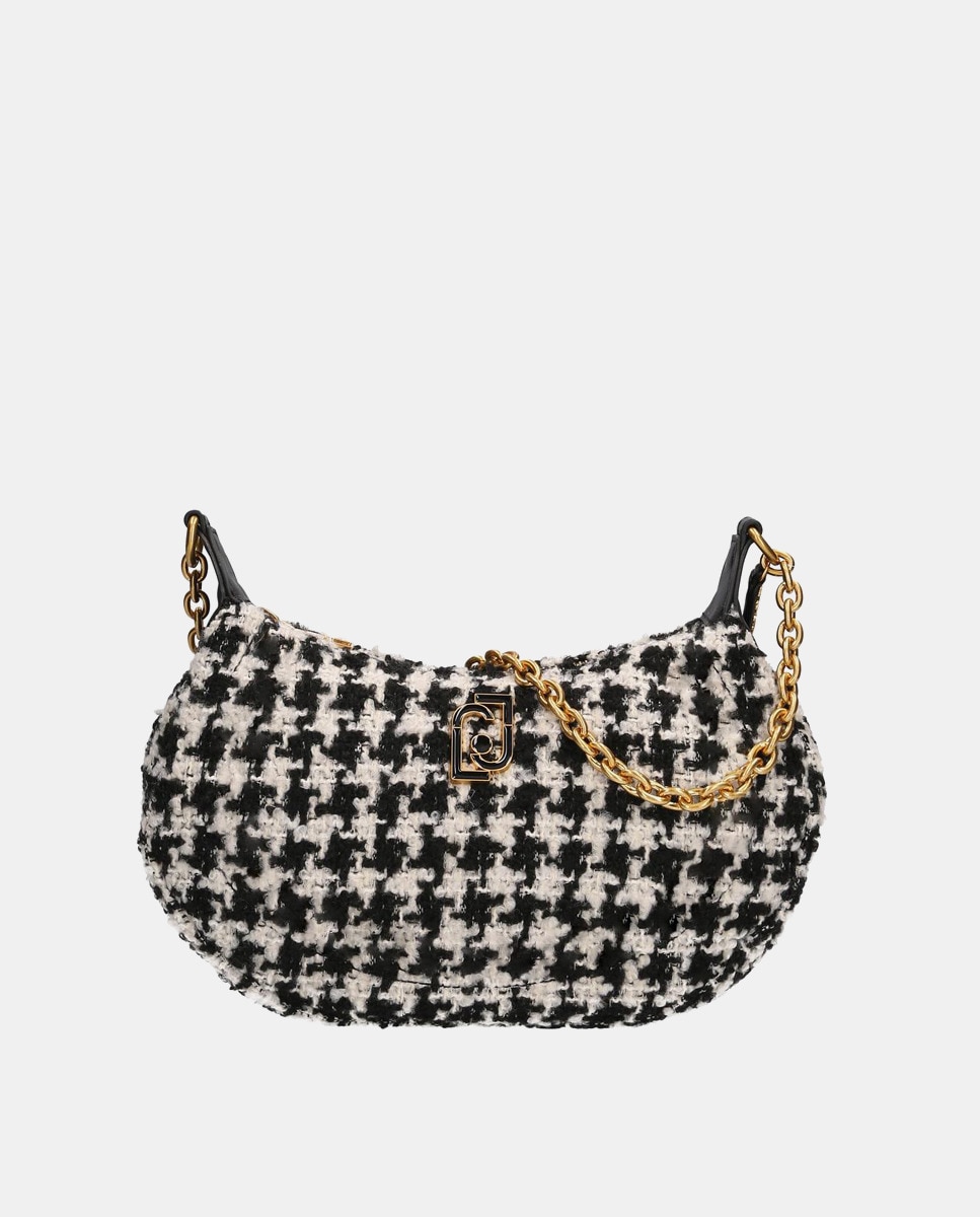 Sac à bandoulière motif pieddepoule avec chaîne en guise d'anse