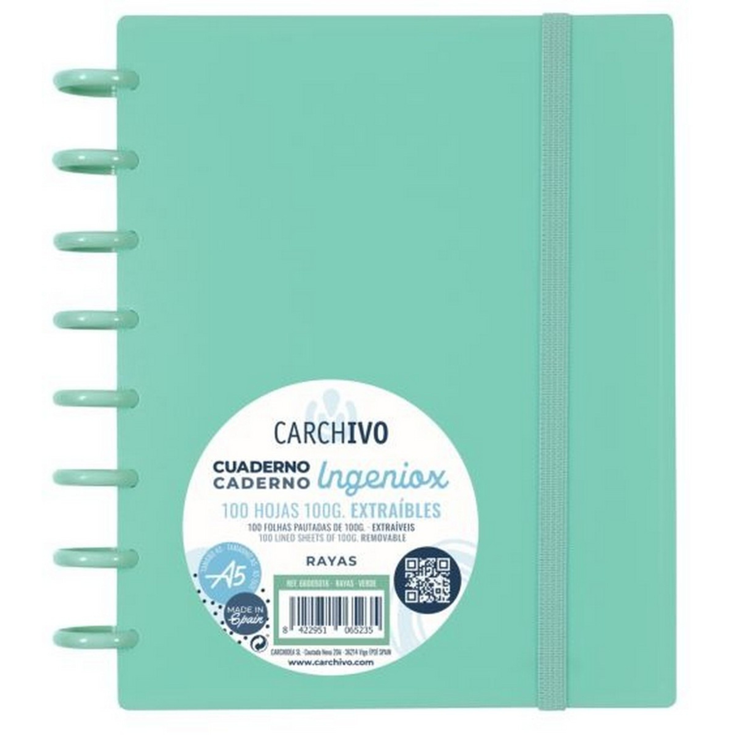 Caderno A5 Pautado 100 FL com Elástico - Verde Intenso 1