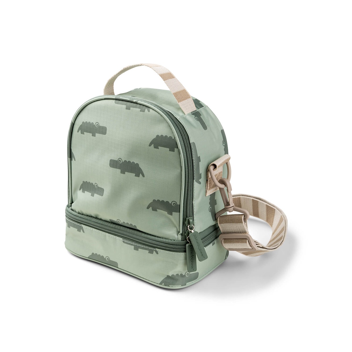 Bolsa isotérmica Done by Deer com compartimento duplo e pega de transporte Verde-antiquário-1