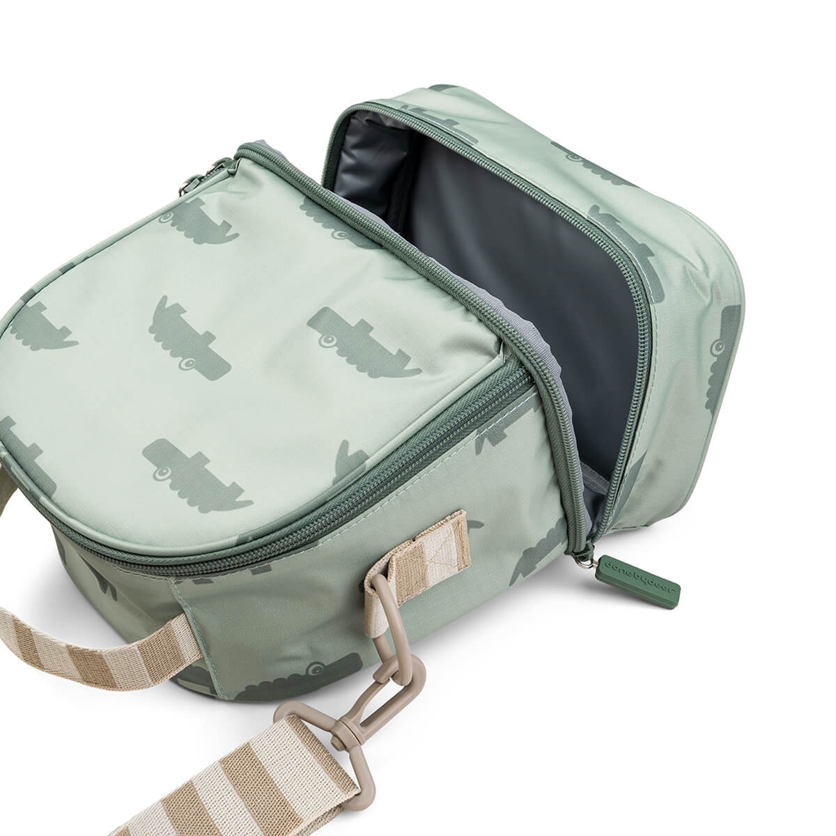 Bolsa isotérmica Done by Deer com compartimento duplo e pega de transporte Verde-antiquário-2