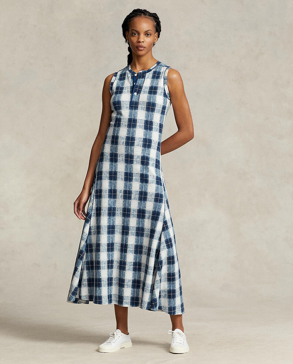 Robe longue à carreaux