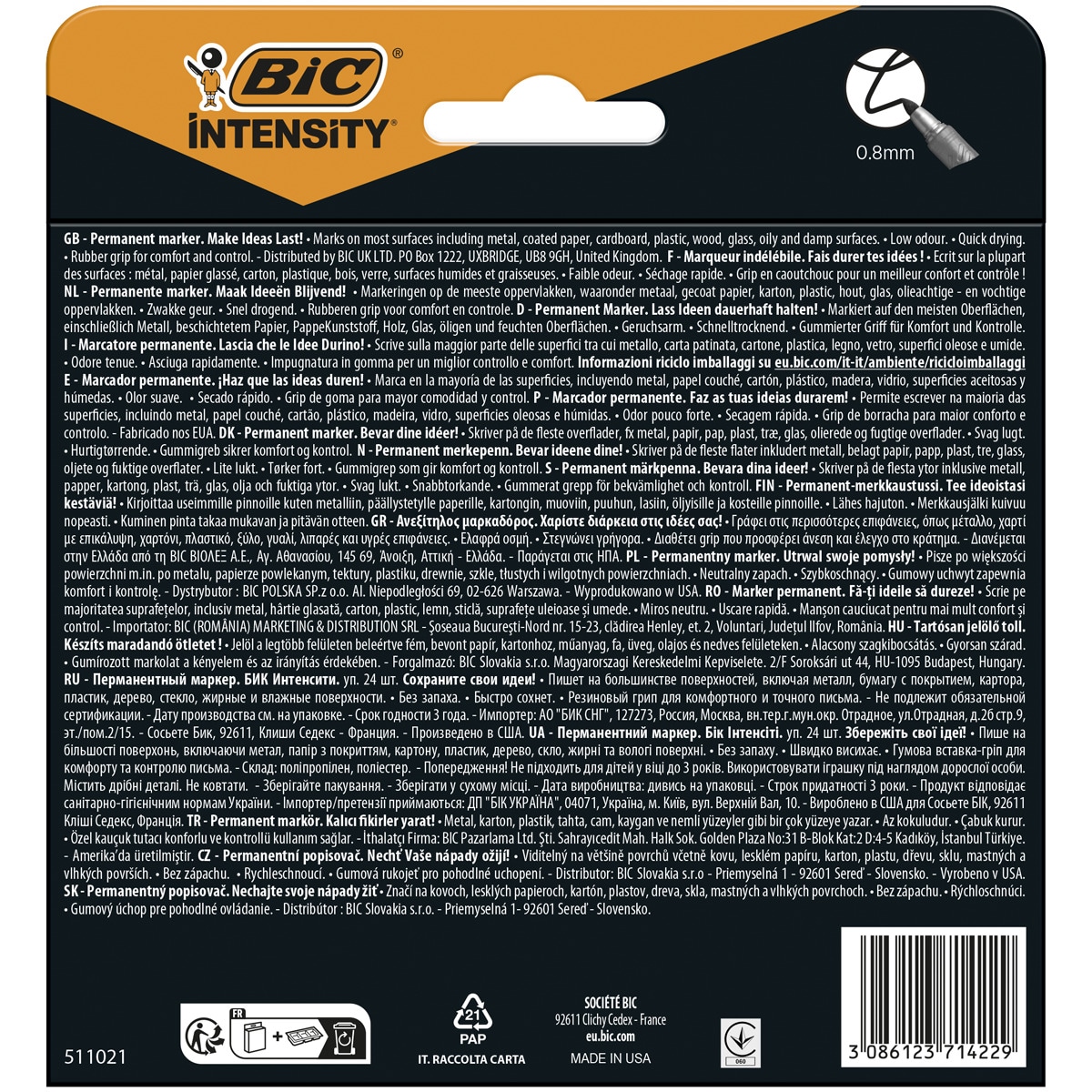 Pack de 24 marcadores permanentes intensity BIC Multicolor-2