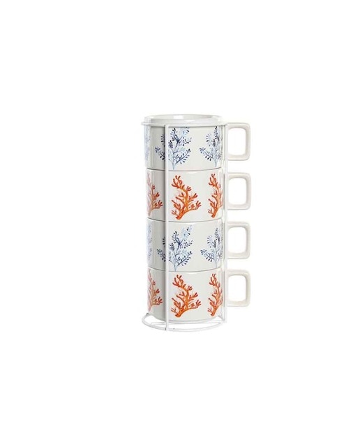 Imagen 0 de Café set 4 dolomite metal 11x11x27 260 ml, coral