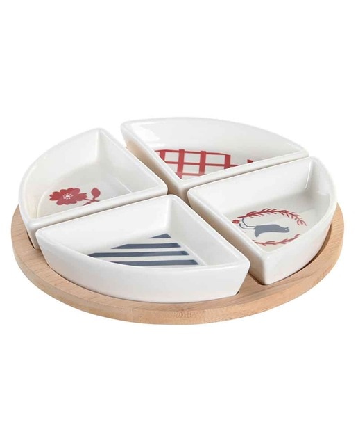 Imagen 0 de Aperitivo set 5 gres bambú 21,5x21,5x1 casitas