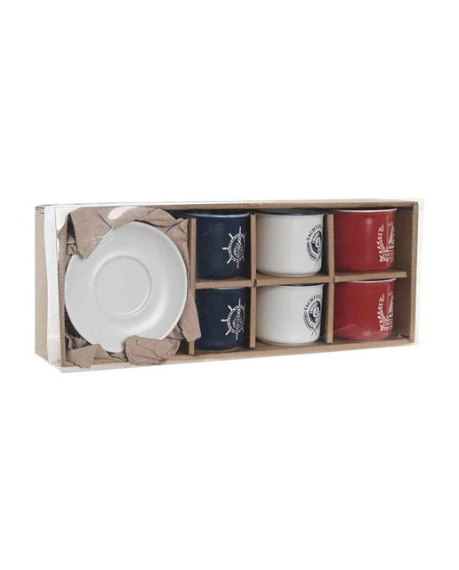 Imagen 0 de Café set 6 gres 12,5x12,5x2 150ml, grabado azul