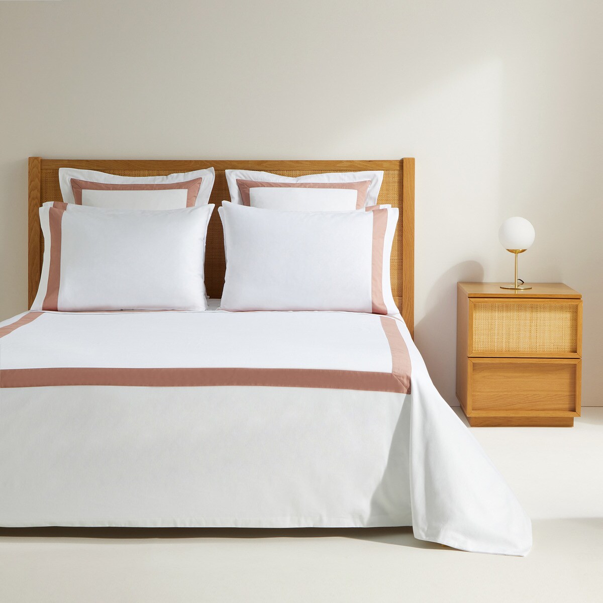 Ensemble housse de couette en satin de 300 fils, avec bandes de différente