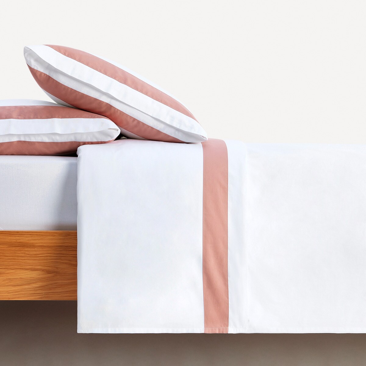 Ensemble de draps en satin de 300 fils, avec bandes de différente