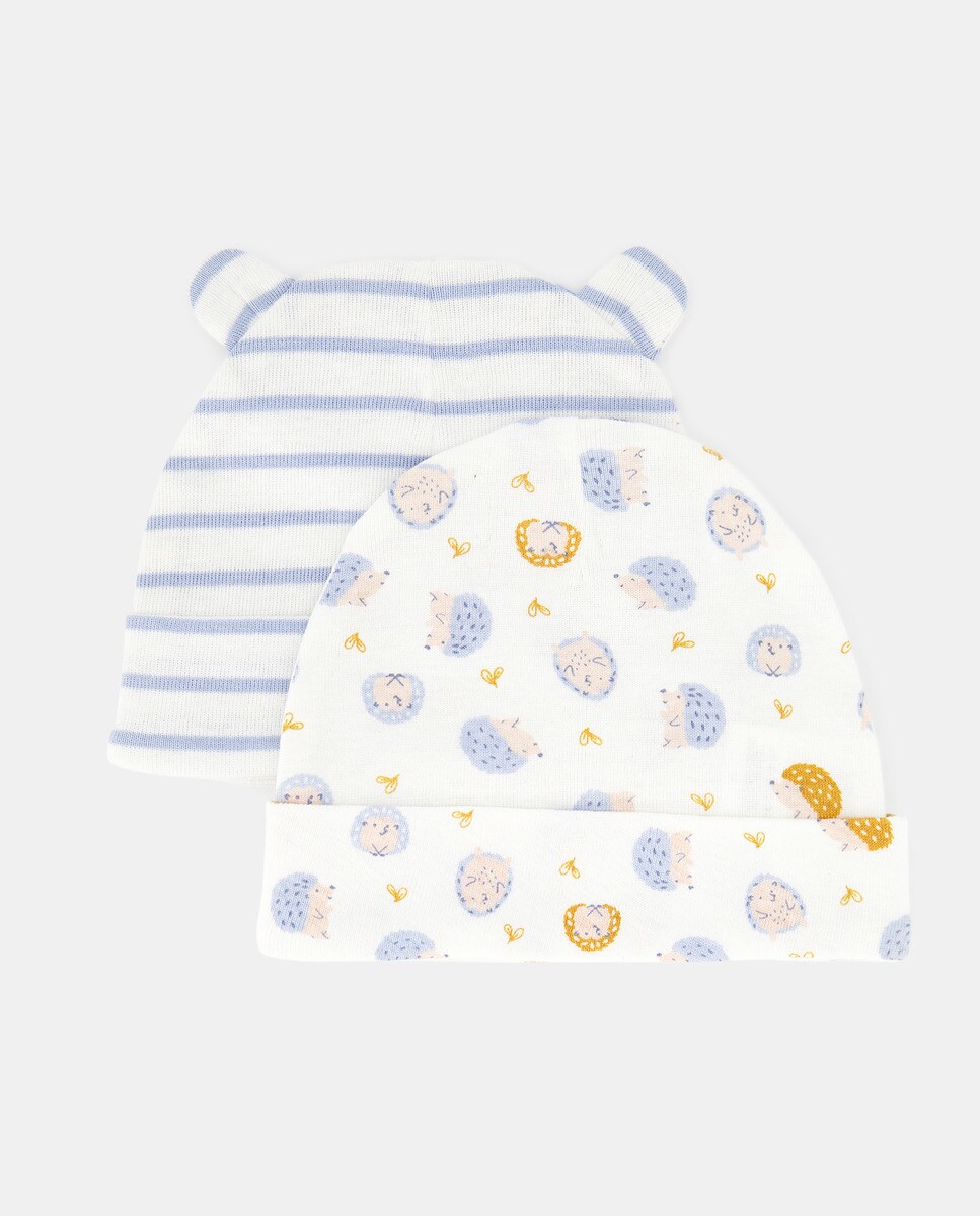 Lot de deux bonnets imprimés