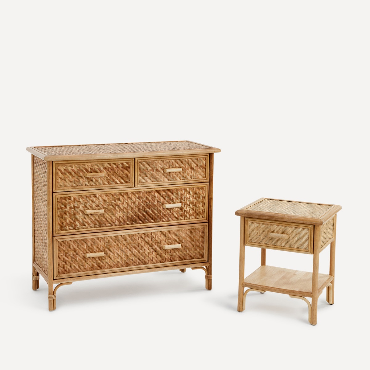 Mesa de Cabeceira de 1 Gaveta e 1 Prateleira Manila em Rotim Natural-6