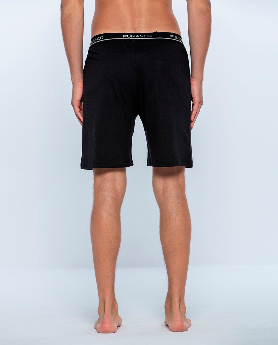 Calções de Pijama 100% Algodão Penteado Preto-2