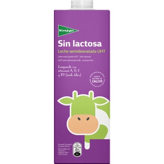leche semidesnatada sin lactosa enriquecida con vitaminas A, D, E y B9 brik 1 l - El Corte Ingles