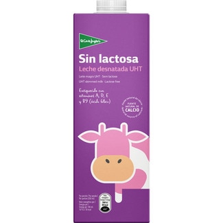 leche desnatada sin lactosa enriquecida con vitaminas A, D, E y B9 brik 1 l - El Corte Ingles