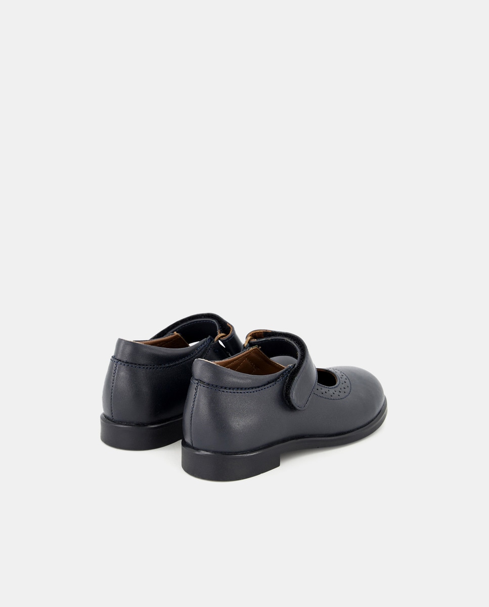 Merceditas de piel con velcro 24-30 Azul marino-3