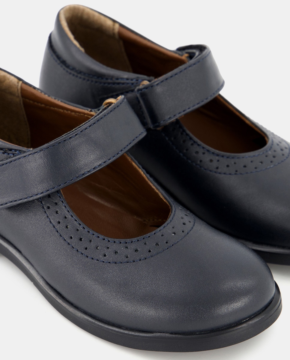 Merceditas de piel con velcro 24-30 Azul marino-5