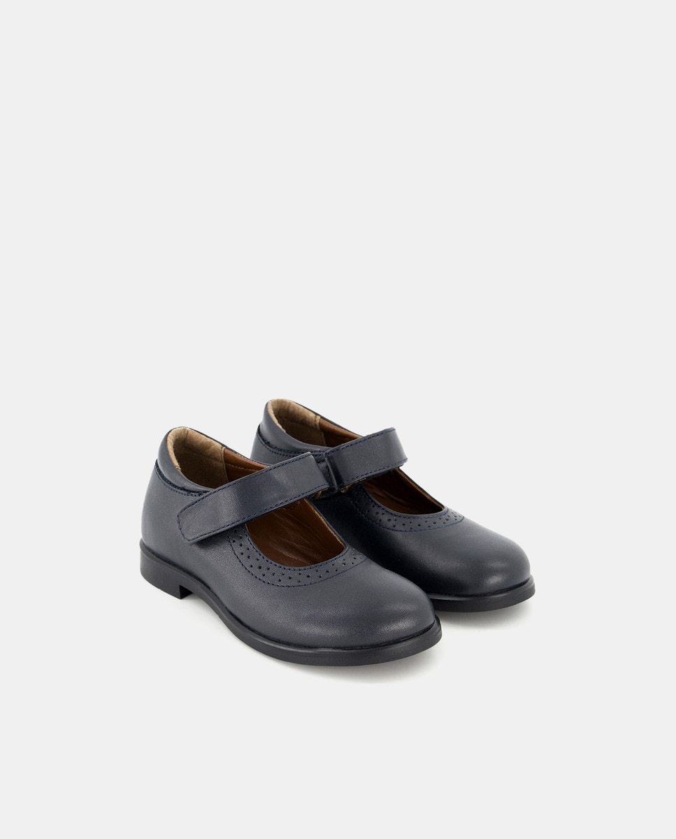 Merceditas de piel con velcro 24-30 Azul marino-2
