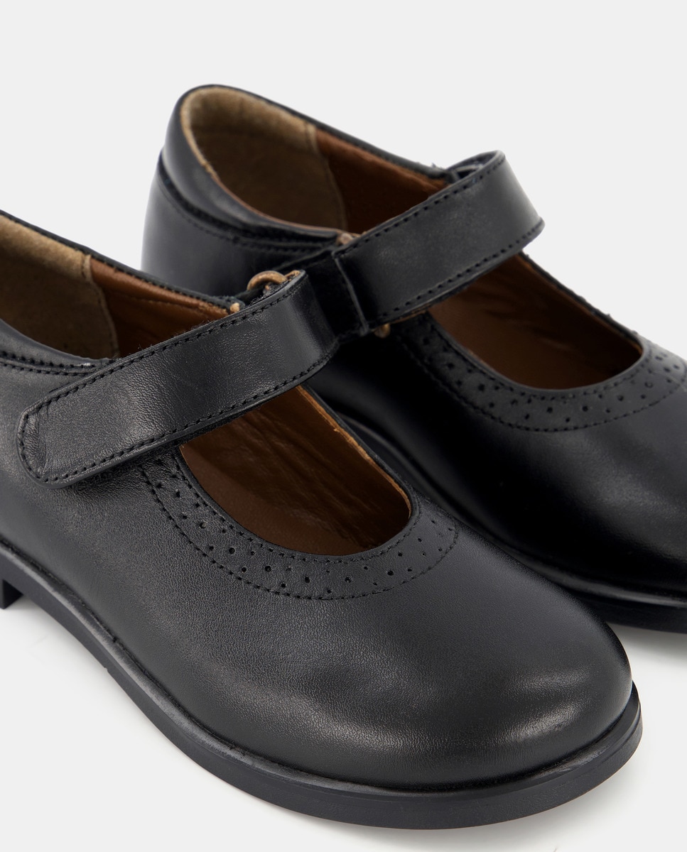 Merceditas de piel con velcro 24-30 Negro-5
