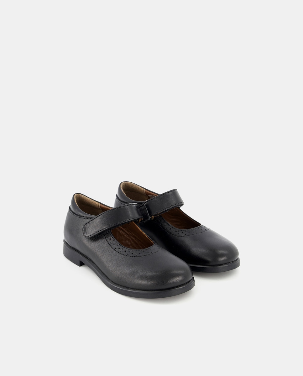 Merceditas de piel con velcro 24-30 Negro-2