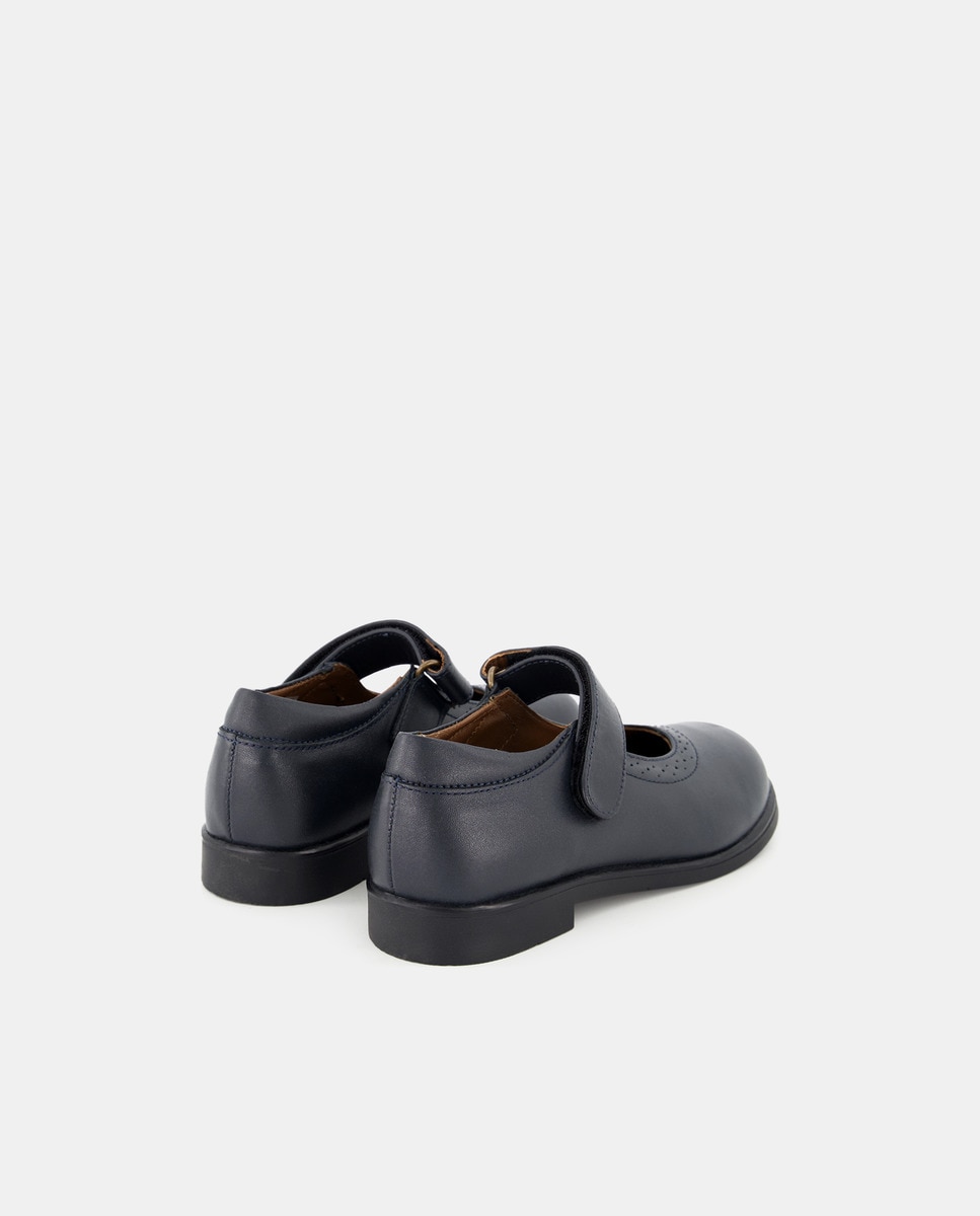 Merceditas de piel con velcro 31-39 Azul marino-3