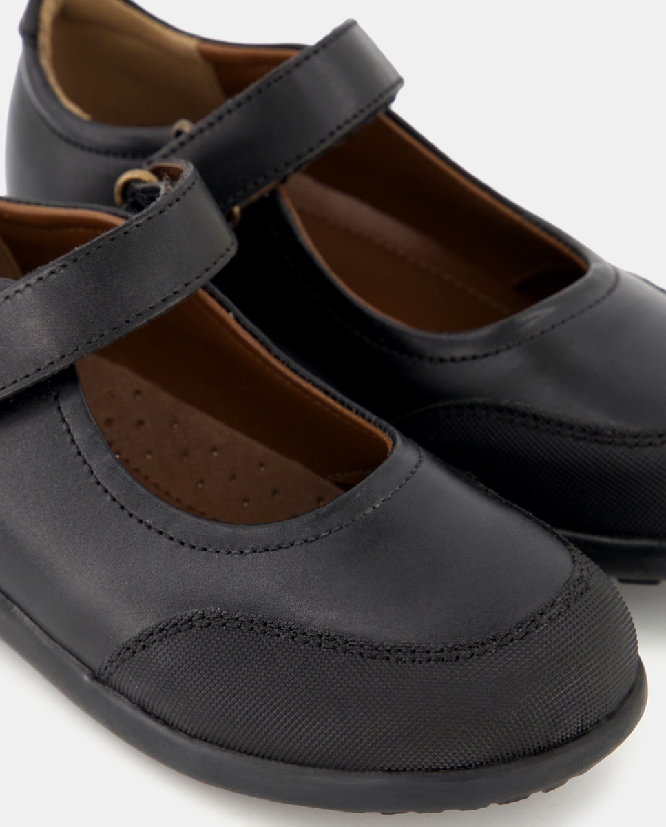 Merceditas de piel con refuerzo Negro-5