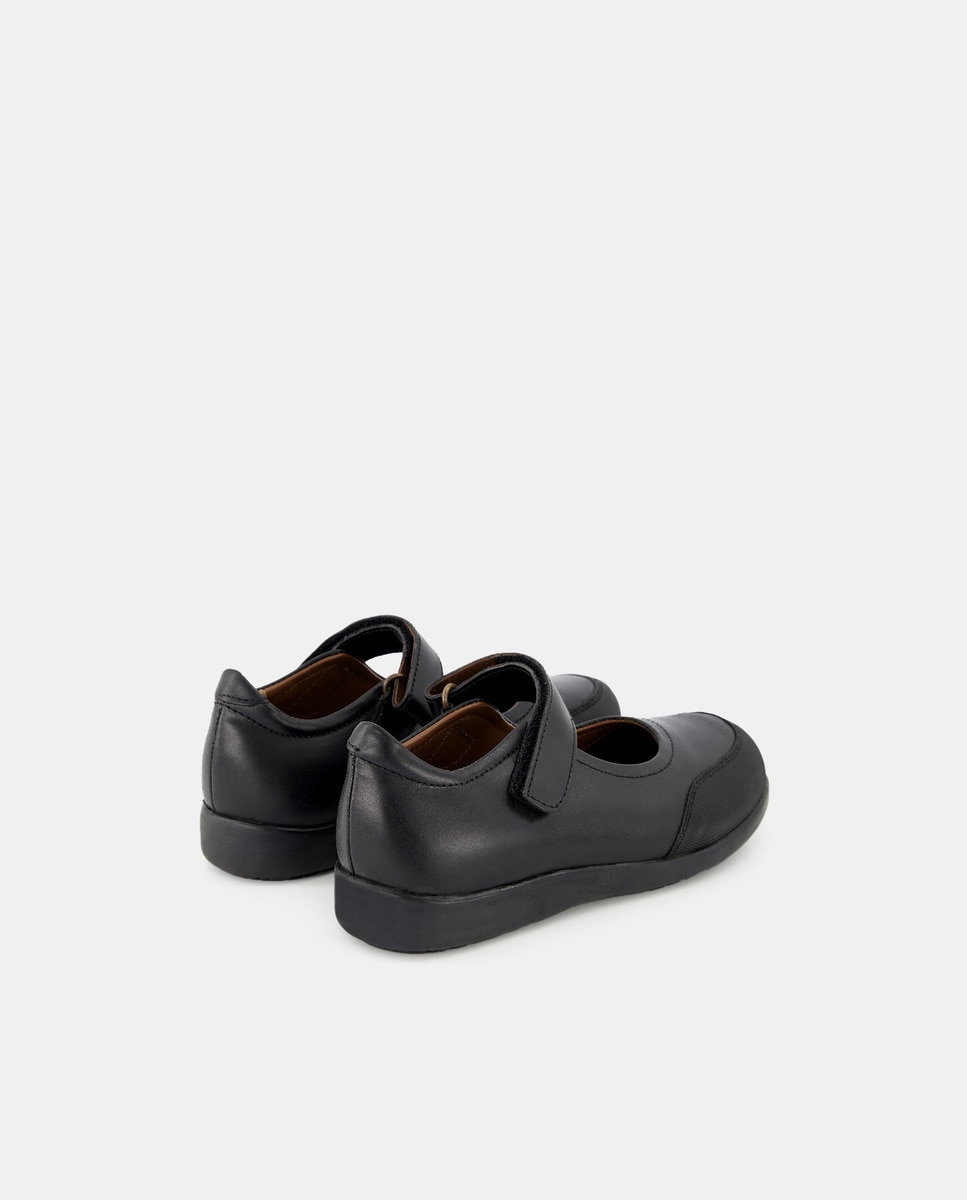 Merceditas de piel con refuerzo Negro-3