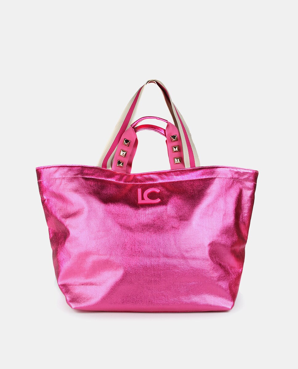 Grand sac cabas métallisé avec rangement amovible