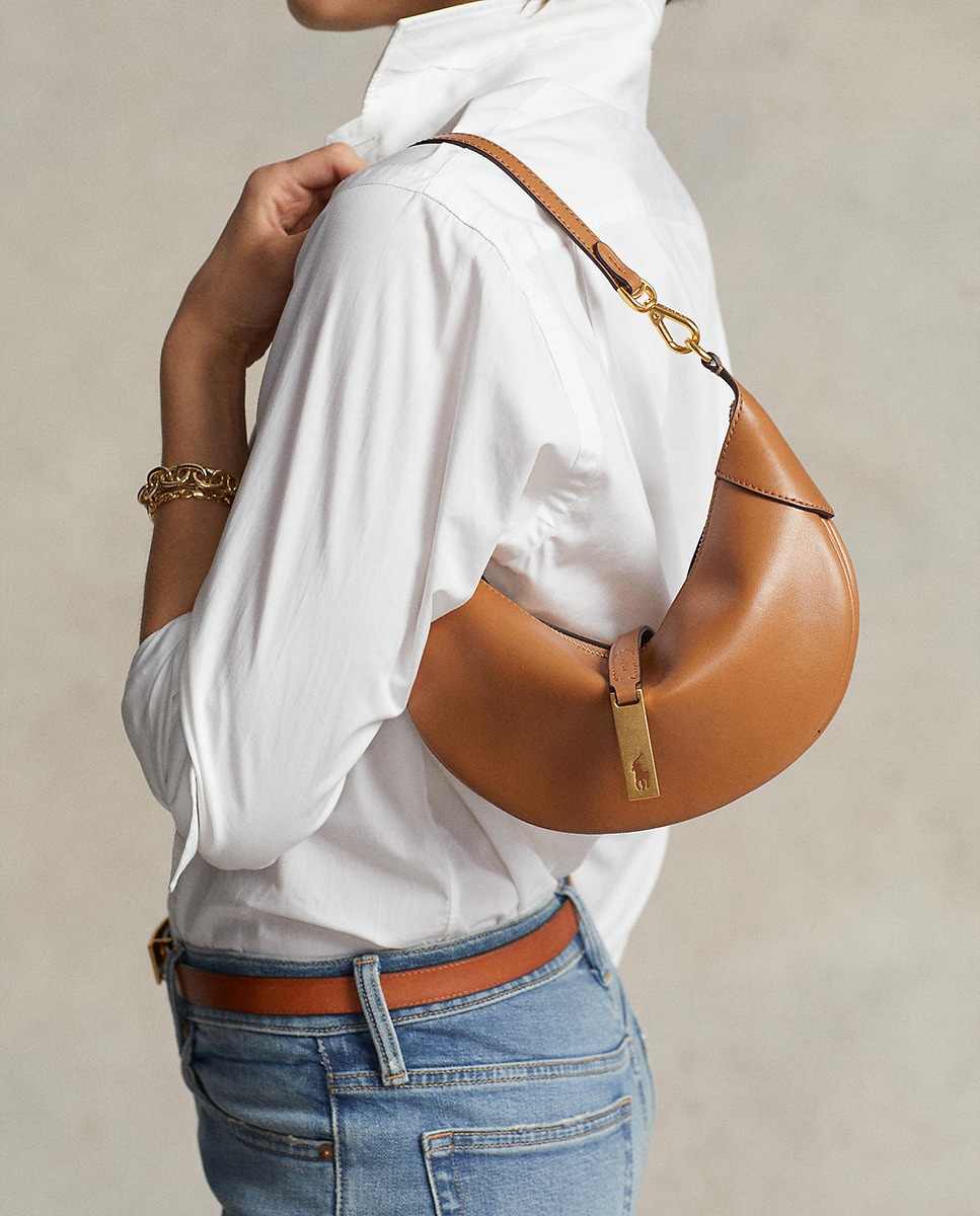 Mala Mini-Shoulder Polo ID Mini em Pele Castanho-6