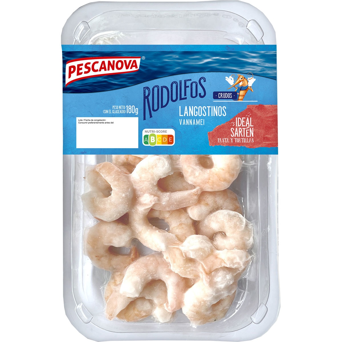 Rodolfos langostinos pelados crudos envase 180 g neto escurrido