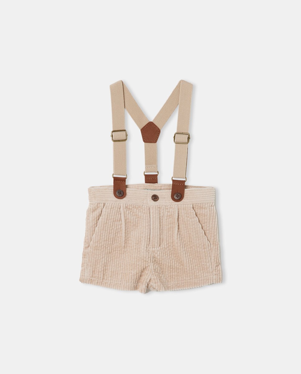 Bermuda à bretelles côtelé