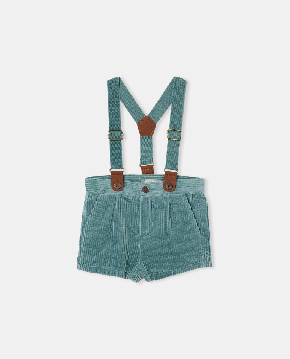 Bermuda à bretelles côtelé