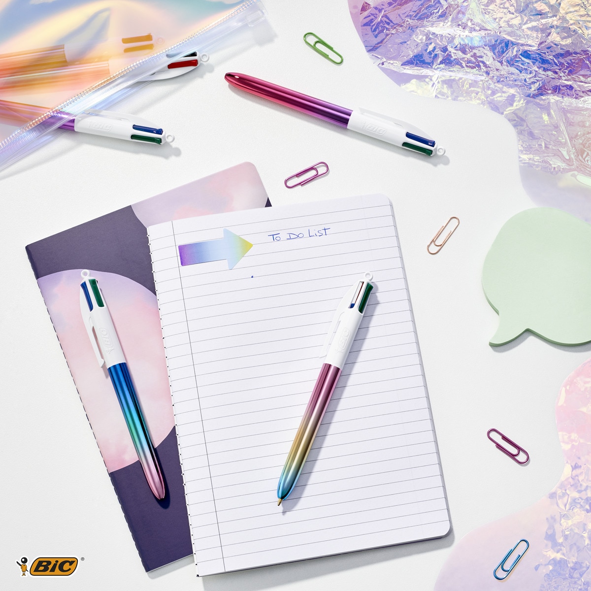 Pack de 3 bolígrafos 4 colores gradient punta media BIC Multicolor-4
