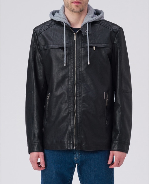 Imagen 0 de Cazadora simil piel capucha