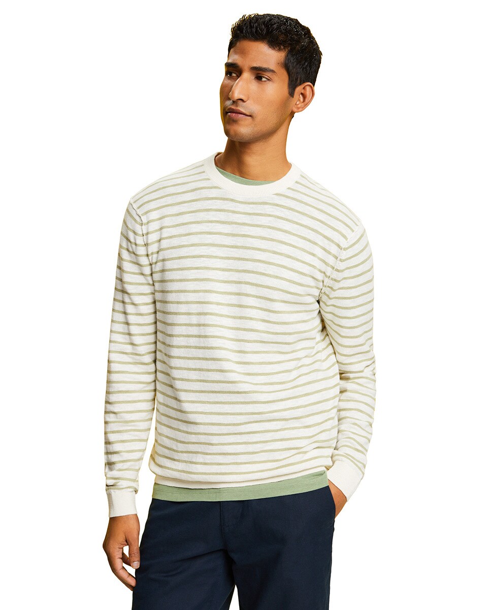 Pull rayures en lin mélangé