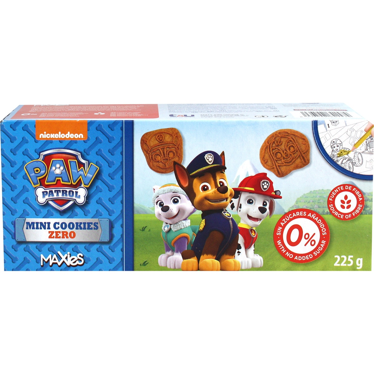 Paw Patrol mini cookies zero azúcares estuche 225 g