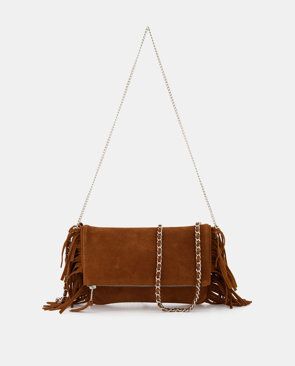 Sac Alba croûte de cuir franges